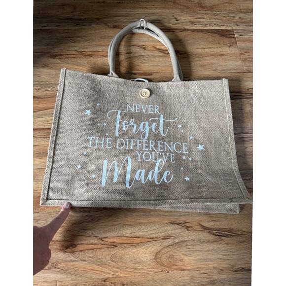 Unbranded Handbags - Inspirational Jute‎ Burlap Tote Bag Never Forget The Difference You Made